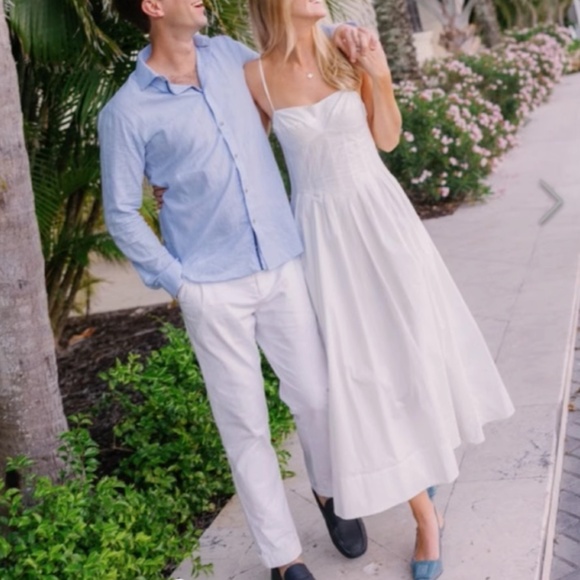 BEST SIMKHAI Kittiya Midi Dress - White Ivory Vacation Summer Causal Cotton - Picture 3 of 11